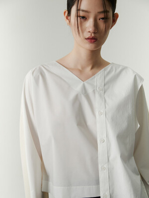 Shirts Panel Patched Woven Top (Over Fit)_RQSAA22562IVX