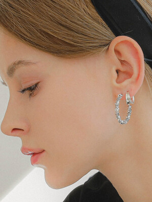 Volume Silver One-Touch Earring M03767