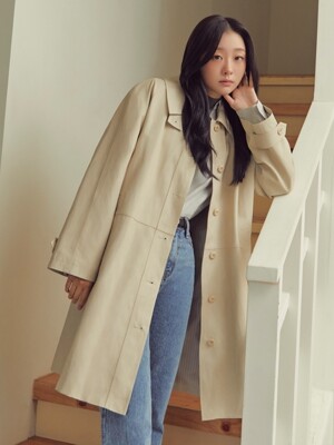 leather trench coat - light beige