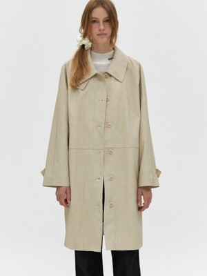 leather trench coat - light beige
