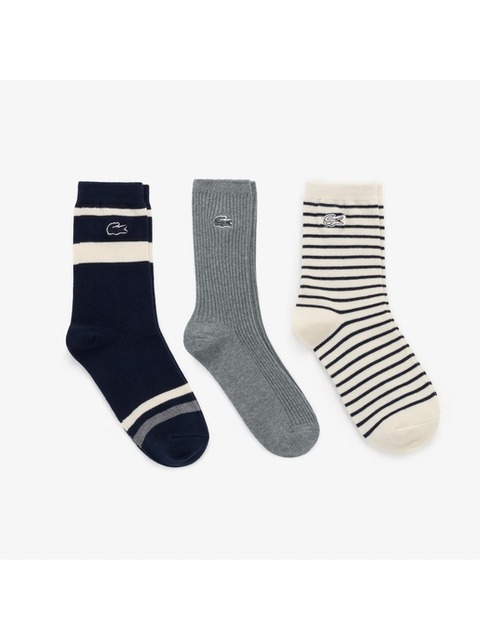 주얼리 - 라코스테 (LACOSTE) - 여성 3PACK 패턴 믹스 크록 포인트 양말 번들 RA221B-53N 70V
