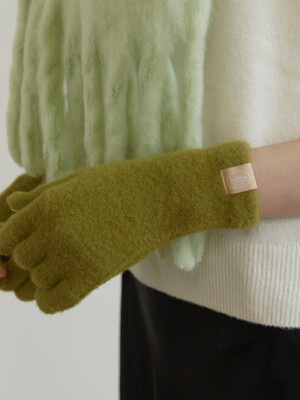 hairy finger hole gloves (G008_light green)