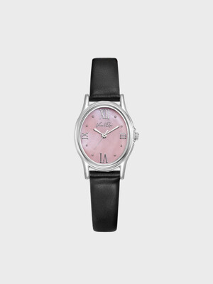 Gem-Silver/Rose (Black leather)