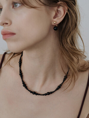 [silver925] TB003 onyx mix black ball necklace