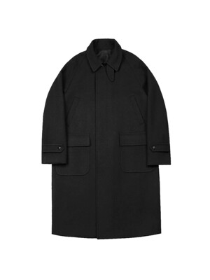 Bonheur Wool Balmacaan Coat (Black)