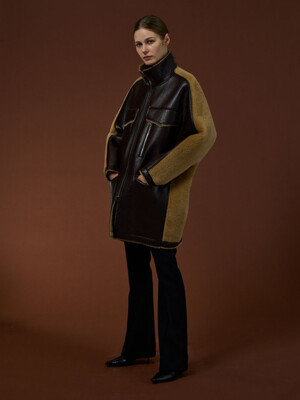 RIIKKA SHERPA COAT, CHOCO BROWN + BEIGE