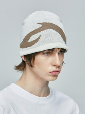 X-ray logo knit beanie white