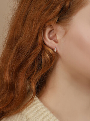 Romantic Mini 2 Pearl Setting Rosegold Huggie Silver 925 Earrings PS143E