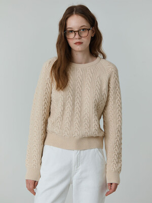 Chelsea twisted knit sweater (Ivory, Pink, Navy)