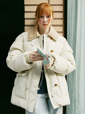 A FUR COLLAR DUCK DOWN HALF PADDING_IVORY