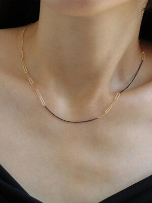 14k clip & black chain necklace