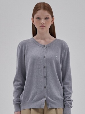 Round Neck Knit Cardigan_Gray