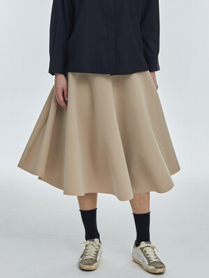 Flare Span Long Skirt [Beige]