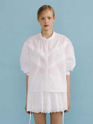 Spring Lace Tunnel Blouse (White)
