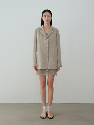 linen single jacket (beige)