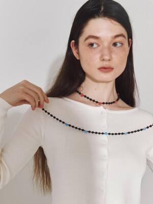 [925 SILVER] Rose Onyx Beads Jewelry Set