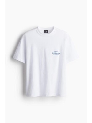 루즈핏 프린트 티셔츠 화이트/Okinawa 1034065097