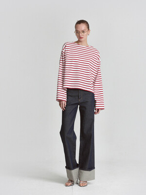 KLASSIC BORDER STRIPE T-SHIRT_RED