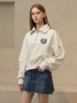 WT-01 HIGH NECK HALF ZIP UP_IVORY