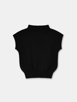 capsleeve half pullover-black