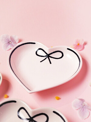 드로잉 리본하트접시(3size)