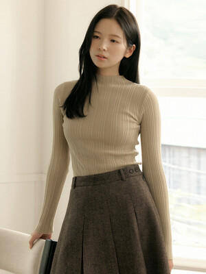 RIBBED MOCKNECK LONG SLEEVE KNIT_4COLOR