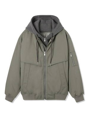 남여공용 디테쳐블 후디 MA-1 패딩 점퍼 (KHAKI) (HAAUJ12)