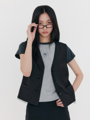 Pinstripe Tailoring Vest _ Black