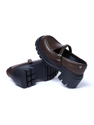 FLOWER RIVET T-STRAP LOAFERS_BROWN