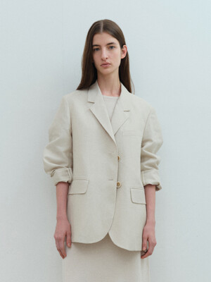 TVS OVERFIT LINEN 2-BUTTON BLAZER_2COLORS