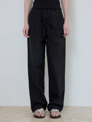 W/Linen Like Symbol Deep One-Tuck Pants_BLACK(W25-PT11)