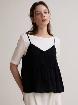Pin tuck bustier top - Black