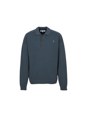 MAISON KITSUNE 메종키츠네 볼드 폭스헤드 남성 카라 니트  OM00202KT1099 0076