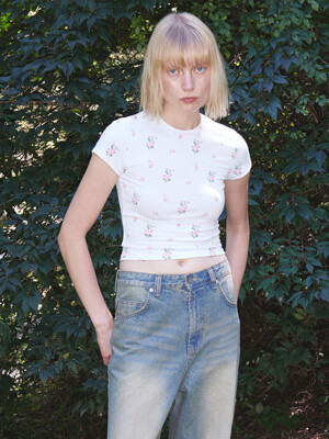FLOWER BABY TEE, WHITE