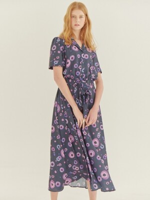 LP DOTS SHIRTS MAXI DRESS (NAVY)