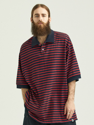 CB OVERFIT STRIPE PK TEE (RED/NAVY)