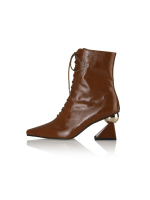 Gloria Lace-up Ankle Boots / 21AW-B542 / GLOSSY PECAN