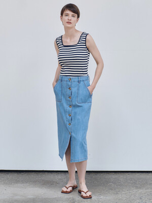22MN denim H-line skirt [BL]