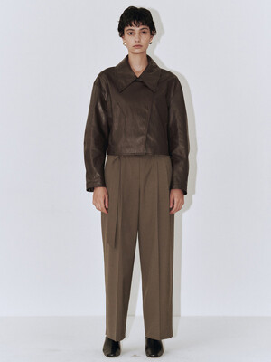 Semi Low-rise Belted Trousers_Olive Brown