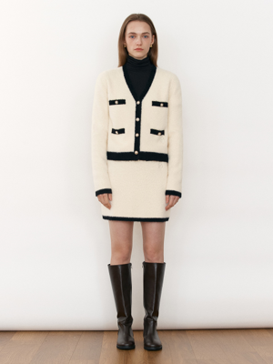 TWEED KNIT SKIRT WHITE