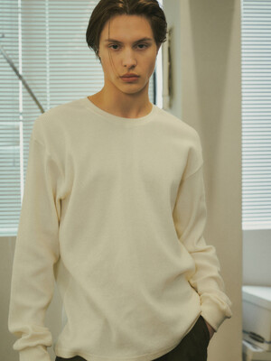 T20006 Waffle long sleeve_Ivory