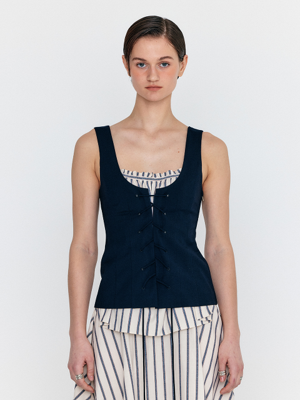 WOMILI Lace-Up Vest - Navy