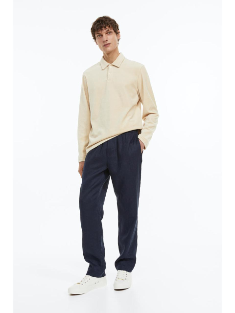 팬츠 - 에이치엔엠 (H&M) - Regular Fit 리넨 팬츠 네이비 블루 1035679009