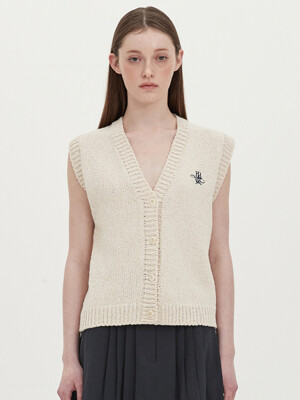 buttoned knit vest_cream