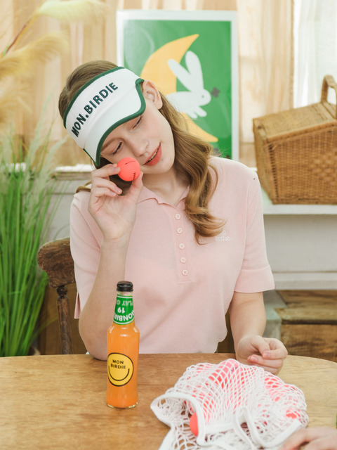골프 - 몽버디골프 (MonBirdie Golf) - MONBIRDIE SUMMER KNIT 몽버디 버튼오픈넥 카라반팔 니트 PINK