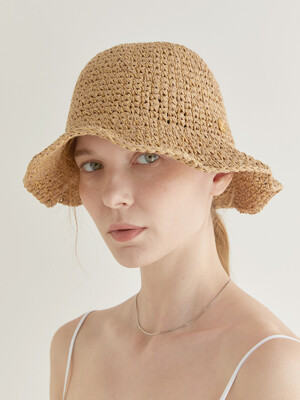 natural raffia bucket hat (C023_beige)