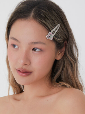 HEART CUBIC HAIR CLIP, PINK