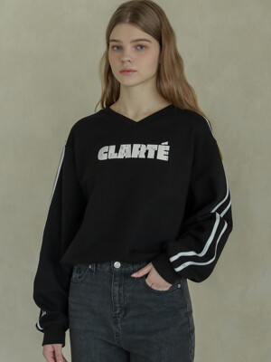 Lossy  Line Point V-Neck Sweatshirt_black