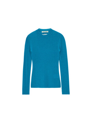 Mohair Ribbed Round Pullover_blue