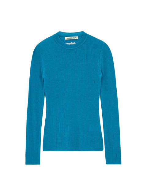 니트 - 샐러드바구니 (SALADBAGUNI) - Mohair Ribbed Round Pullover_blue